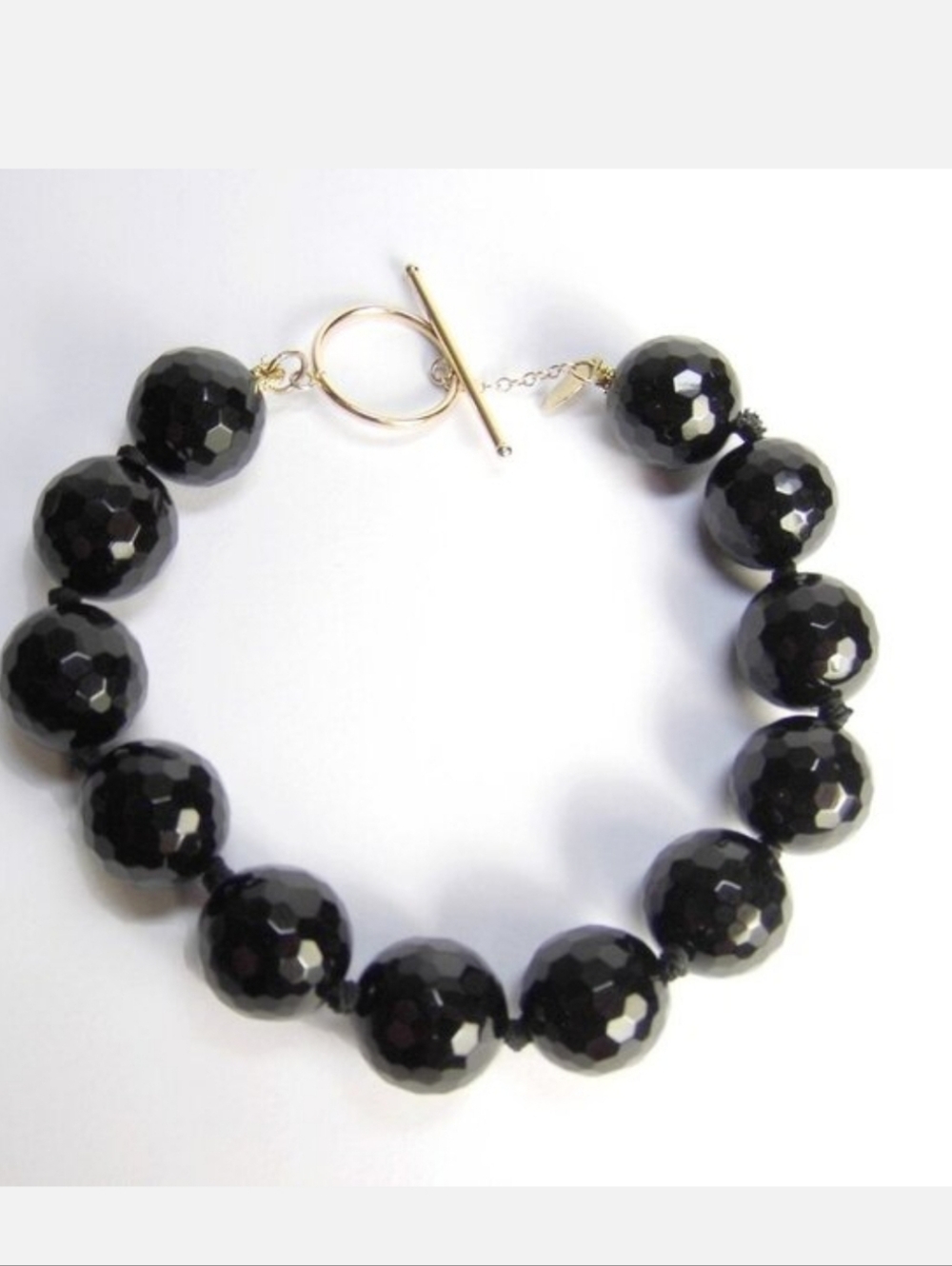 13.87 CTW Black ONYX 10KY GOLD Briolette Bracelet